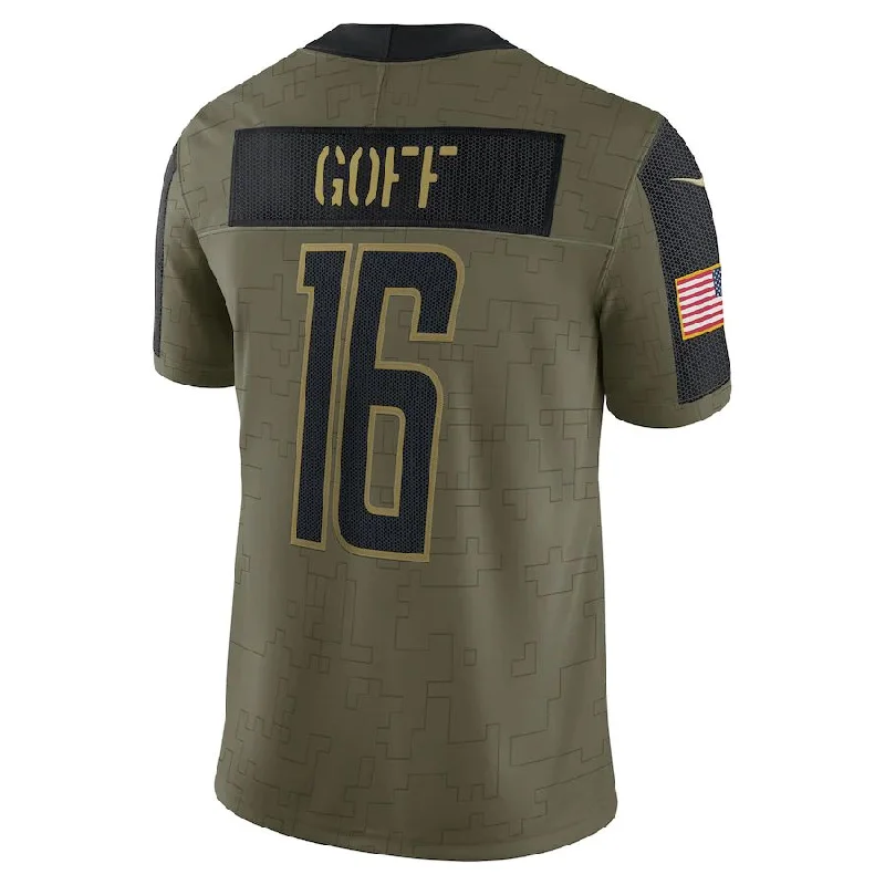 Rugby Jersey for Rugby Gear for Competitions-D.Lions #16 Jared Goff Olive 2021 Salute To Service Limited Player Jersey Stitched American Football Jerseys