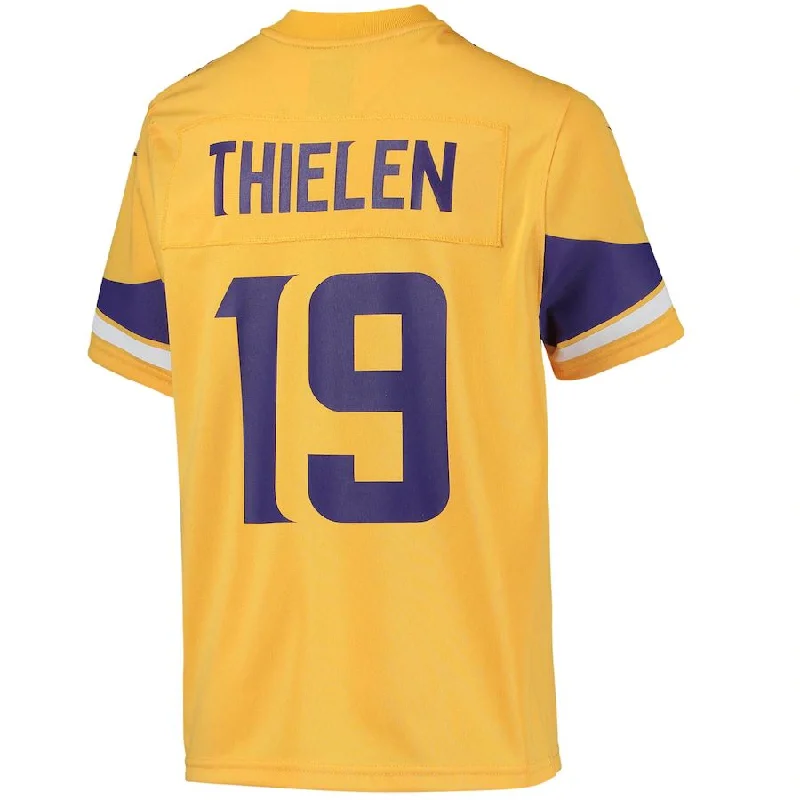 Rugby Jersey for Rugby-Themed Gifts for Kids-MN.Vikings #19 Adam Thielen Gold Inverted Team Game Jersey Stitched American Football Jerseys