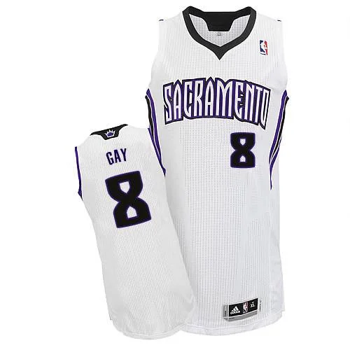 Basketball Jersey for Basketball Supporter Merchandise-Kings #8 Rudy Gay White Revolution 30 Stitched Basketball Jersey