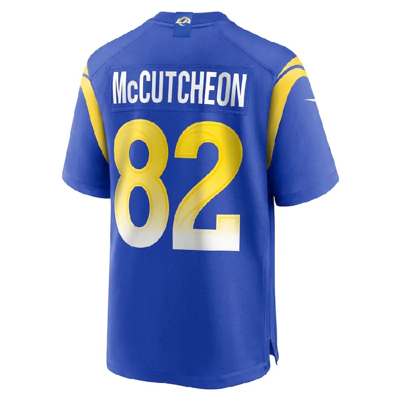 Rugby Jersey for Fun Family Rugby Events-LA.Rams #82 Lance McCutcheon Royal Game Player Jersey Stitched American Football Jerseys