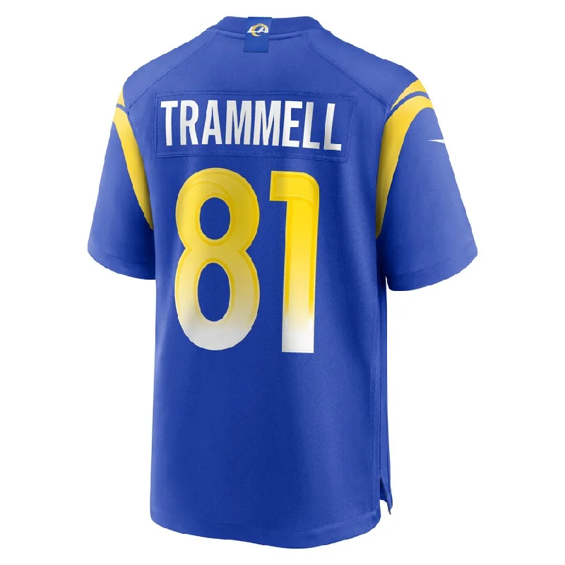 Rugby Jersey for Holiday Gifts-LA.Rams #81 Austin Trammell Royal Game Player Jersey Stitched American Football Jerseys