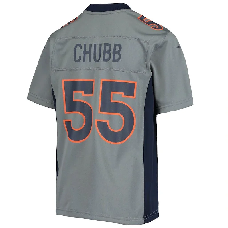 Rugby Jersey for Rugby Fan Apparel for Events-D.Broncos #55 Bradley Chubb Gray Inverted Team Game Jersey Stitched American Football Jerseys