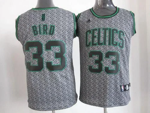 Basketball Jersey for Fun Basketball Apparel for Families-Celtics #33 Larry Bird Grey Static Fashion Embroidered Basketball Jersey