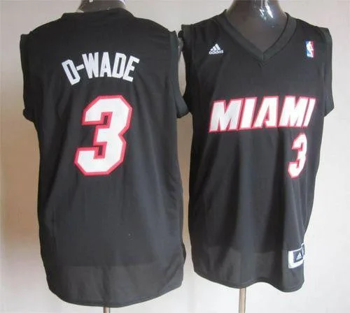 Basketball Jersey for Custom Team Apparel for Schools-Heat #3 Dwyane Wade Black D-WADE Fashion Stitched Basketball Jersey