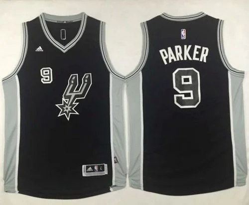 Basketball Jersey for Team Merchandise for Events-Spurs #9 Tony Parker Black New Road Stitched Basketball Jersey