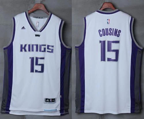 Basketball Jersey for Official Basketball Fan Gear-Kings #15 DeMarcus Cousins White New Stitched Basketball Jersey