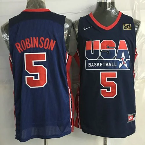 Basketball Jersey for Vintage Designs-Team USA #5 David Robinson Dark Blue 2012 USA Basketball Retro Stitched Basketball Jersey