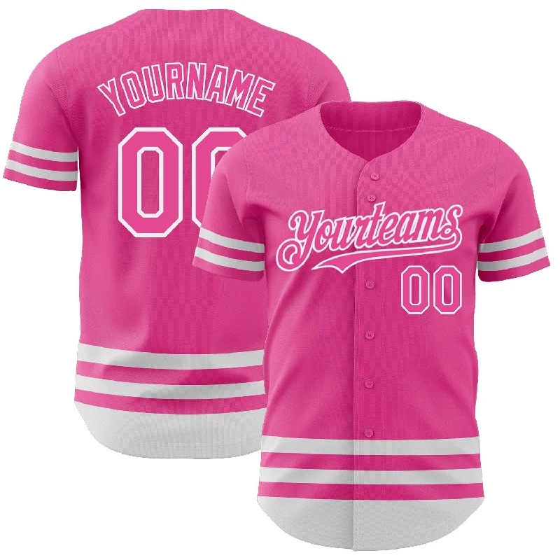 Baseball Jersey for Custom Name Jerseys-Custom Pink White Line Authentic Baseball Jersey