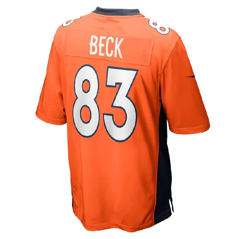 Rugby Jersey for Custom Team Jerseys for Families-D.Broncos #83 Andrew Beck Orange Game Jersey Stitched American Football Jerseys