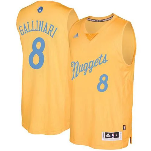 Basketball Jersey for International Basketball Fans-Nuggets #8 Danilo Gallinari Gold 2016-2017 Christmas Day Stitched Basketball Jersey