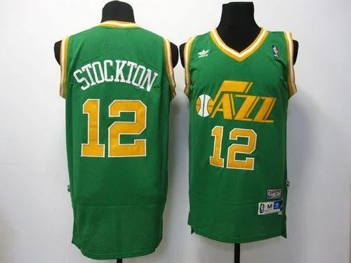 Basketball Jersey for Collector’s Basketball Gear-Jazz #12 John Stockton Green Throwback Stitched Basketball Jersey