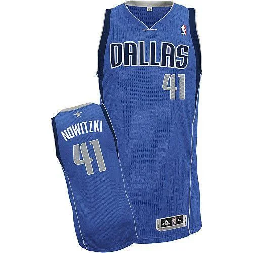 Basketball Jersey for Youth Teams-Revolution 30 Mavericks #41 Dirk Nowitzki Blue Stitched Basketball Jersey