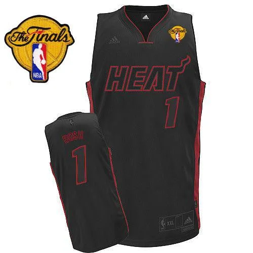 Basketball Jersey for Group Sports Jerseys-Heat Finals Patch #1 Chris Bosh Black With Black&Red No. Stitched Basketball Jersey