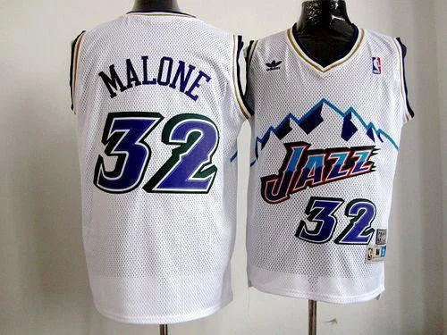 Basketball Jersey for Official Team Jerseys-Jazz #32 Karl Malone White Throwback Stitched Basketball Jersey