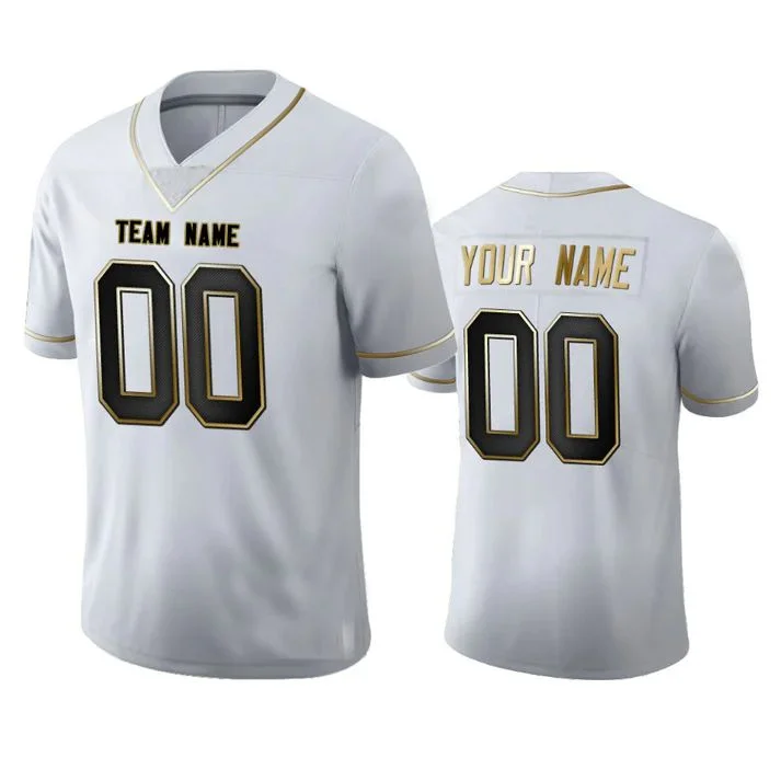 Rugby Jersey for Supporter Gear-Custom D.Broncos Any Team and Number and Name White Golden Edition Stitched Jersey American Football Jerseys