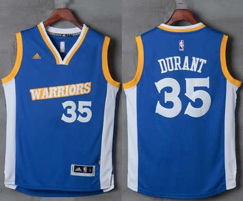 Basketball Jersey for Fan Merchandise for Basketball Events-Warriors #35 Kevin Durant Royal Stretch Crossover Stitched Basketball Jersey