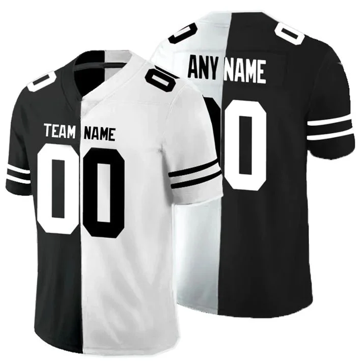 Rugby Jersey for Local Rugby Leagues-Custom A.Falcons Any Team Black And White Peaceful Coexisting American jersey Stitched American Football Jerseys