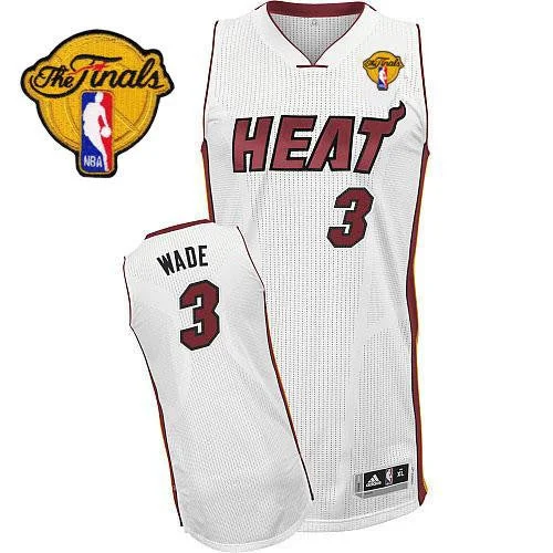 Basketball Jersey for Custom Team Jerseys for Schools-Heat Finals Patch #3 Dwyane Wade Revolution 30 White Stitched Basketball Jersey