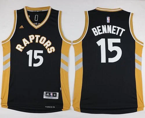 Basketball Jersey for Customized Team Logos-Raptors #15 Anthony Bennett Black/Gold Stitched Basketball Jersey