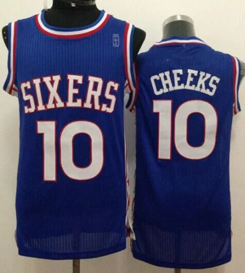 Basketball Jersey for Basketball-Themed Birthday Gifts-76ers #10 Maurice Cheeks Blue Throwback Stitched Basketball Jersey