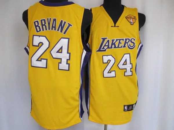 Basketball Jersey for Official League Merchandise-Lakers #24 Kobe Bryant Stitched Yellow Final Patch Basketball Jersey