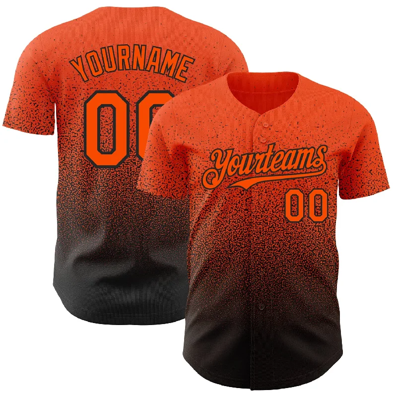 Baseball Jersey for Personalized Jerseys for Fan Clubs-Custom Orange Black Authentic Fade Fashion Baseball Jersey