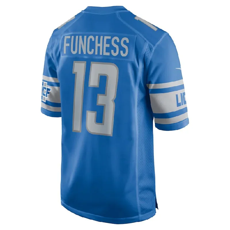 Rugby Jersey for Rugby Player Apparel for Schools-D.Lions #13 Devin Funchess Blue Player Game Jersey Stitched American Football Jerseys