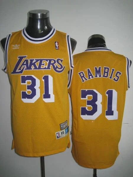 Basketball Jersey for Basketball Fan Gifts for Birthdays-Lakers #31 Kurt Rambis Stitched Yellow Throwback Basketball Jersey