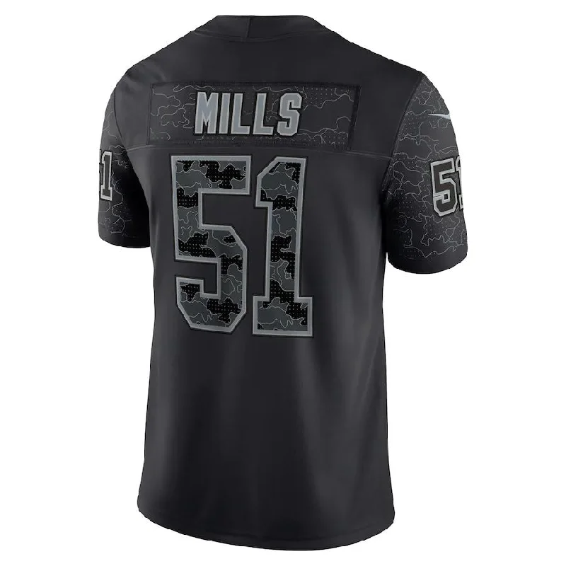 Rugby Jersey for Player Recognition-C.Panthers #51 Sam Mills Black Retired Player RFLCTV Limited Jersey Stitched American Football Jerseys