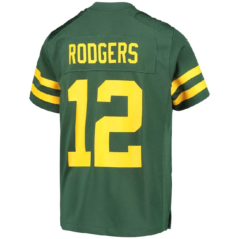 Rugby Jersey for Retro-Inspired Team Gear-GB.Packers #12 Aaron Rodgers Green Alternate Game Player Jersey Stitched American Football Jerseys