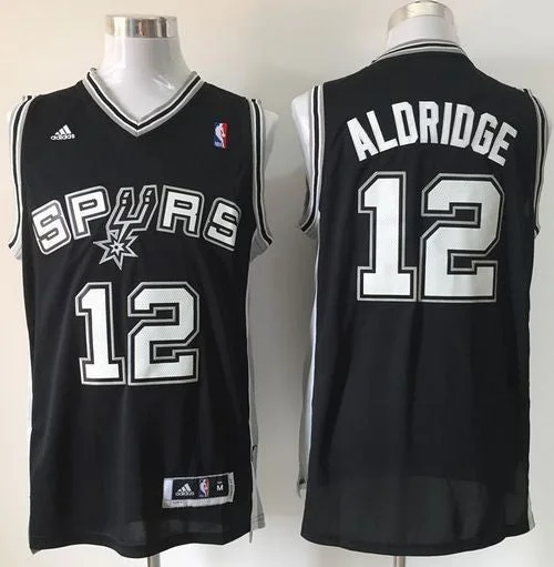 Basketball Jersey for Basketball Jerseys for Competitions-Spurs #12 LaMarcus Aldridge Black Road Stitched Basketball Jersey