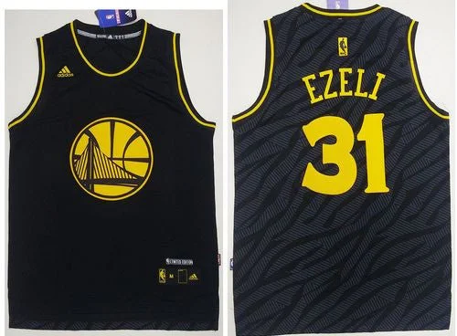 Basketball Jersey for Fundraising Events-Warriors #31 Festus Ezeli Black Precious Metals Fashion Stitched Basketball Jersey