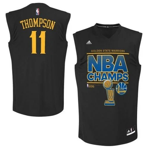 Basketball Jersey for Custom Jerseys for School Teams-Warriors #11 Klay Thompson Black 2015 Finals Champions Stitched Basketball Jersey