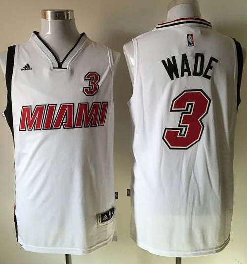 Basketball Jersey for Official Game Day Gear-Heat #3 Dwyane Wade Stitched White Basketball Jersey