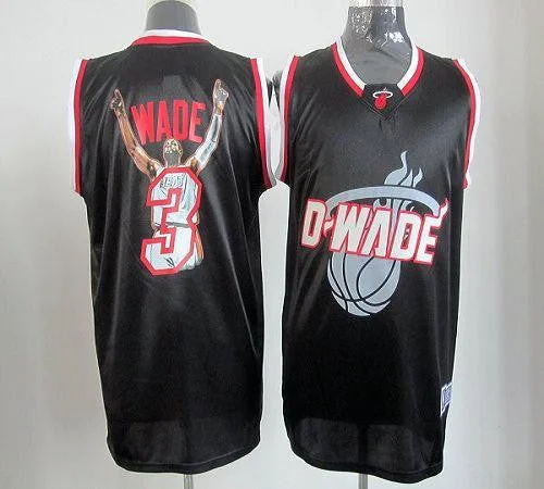 Basketball Jersey for Promotional Basketball Merchandise-Heat #3 Dwyane Wade Black Majestic Athletic Notorious Fashion Stitched Basketball Jersey