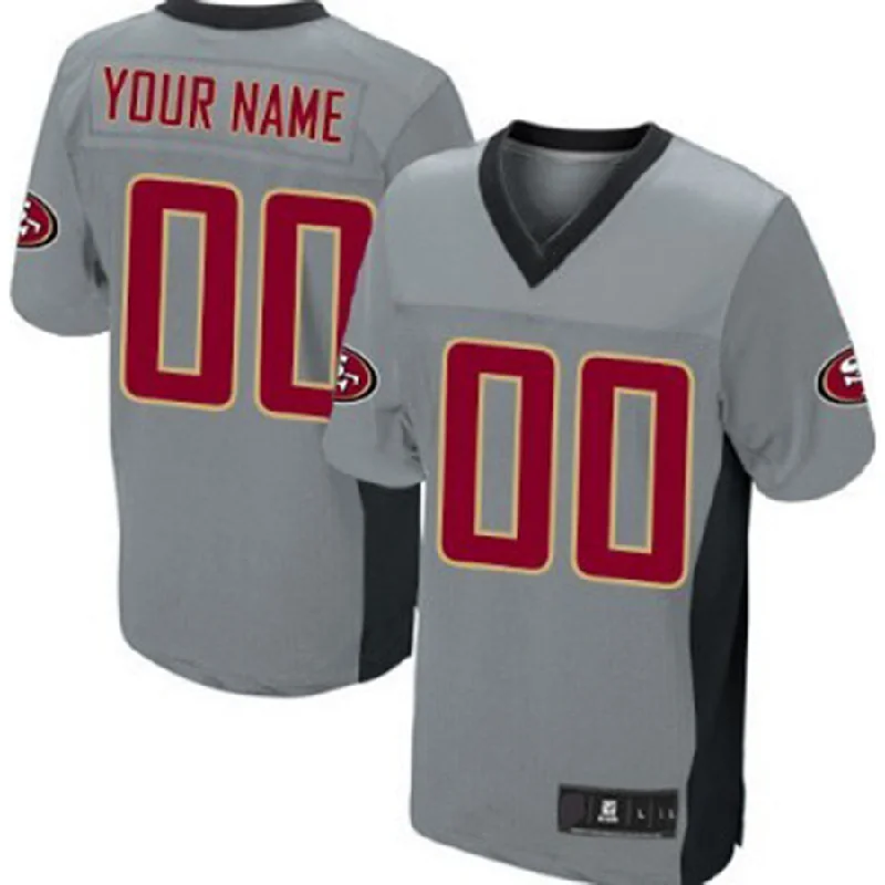 Rugby Jersey for Personalized Fan Apparel for Teams-Custom SF.49ers Gray Shadow Elite Jersey Stitched American Football Jerseys