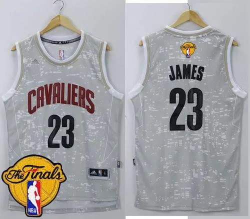 Basketball Jersey for Local Basketball Teams-Cavaliers #23 LeBron James Grey City Light The Finals Patch Stitched Basketball Jersey