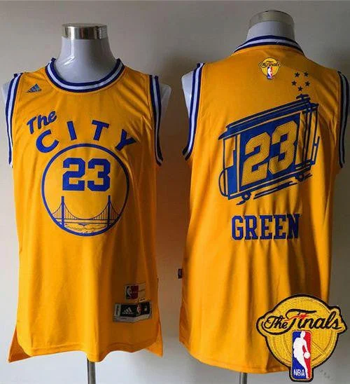 Basketball Jersey for Basketball League Apparel-Warriors #23 Draymond Green Gold Throwback The City The Finals Patch Stitched Basketball Jersey