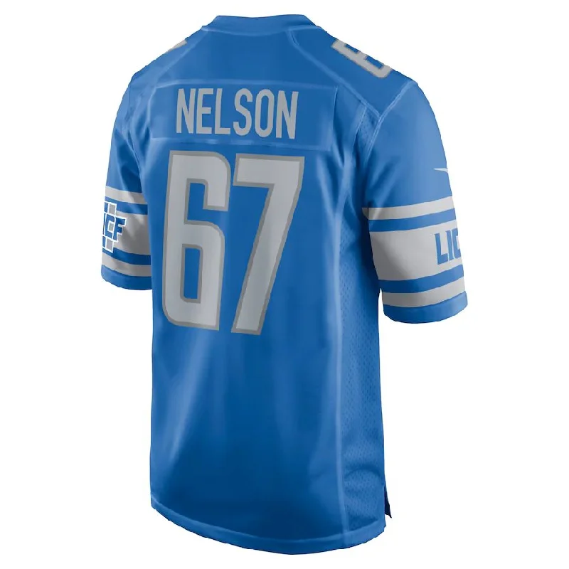 Rugby Jersey for Custom Team Uniforms for Schools-D.Lions #67 Matt Nelson Blue Game Jersey Stitched American Football Jerseys