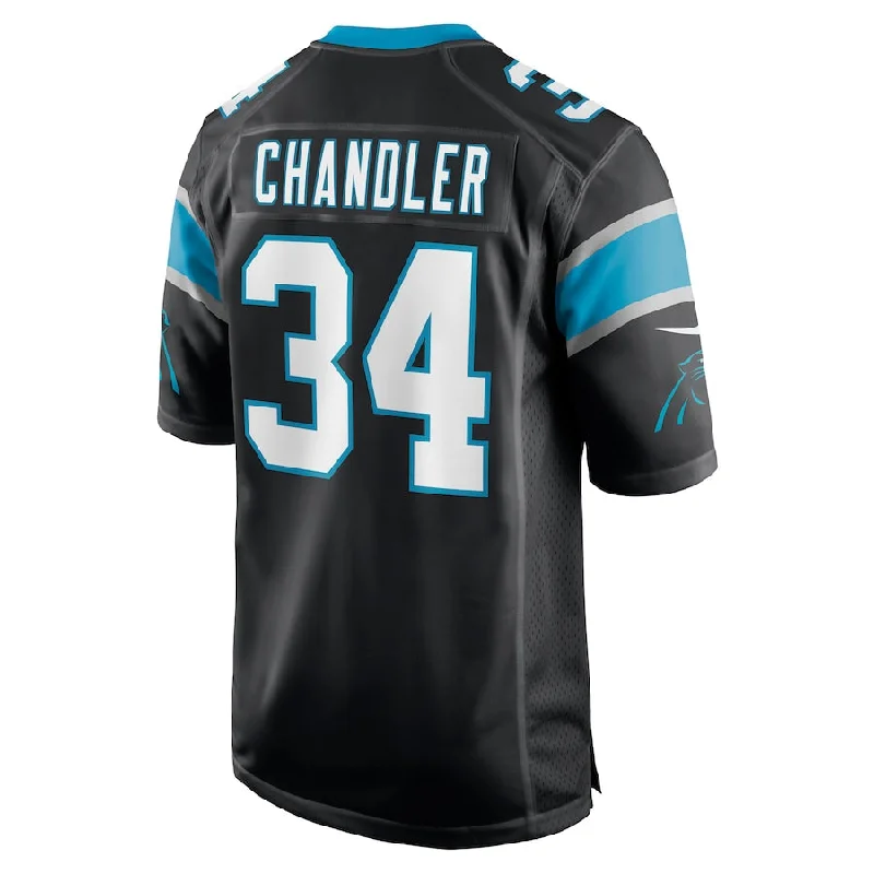 Rugby Jersey for Championship Games-C.Panthers #34 Sean Chandler Black Game Jersey Stitched American Football Jerseys