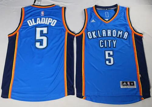 Basketball Jersey for Youth Teams-Thunder #5 Victor Oladipo Blue Stitched Basketball Jersey