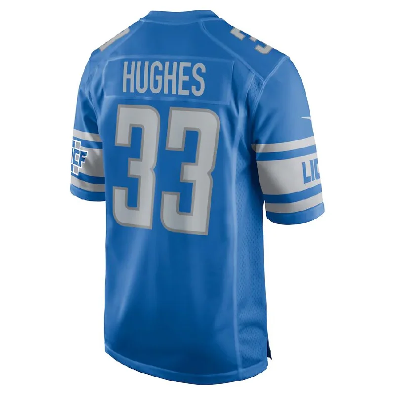 Rugby Jersey for College Rugby Fans-D.Lions #33 JuJu Hughes Blue Player Game Jersey Stitched American Football Jerseys