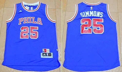 Basketball Jersey for Custom Team Numbers-76ers #25 Ben Simmons Blue Throwback Stitched Basketball Jersey