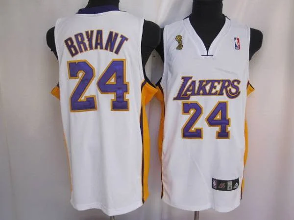 Basketball Jersey for Sports Apparel for All Ages-Lakers #24 Kobe Bryant Stitched White Champion Patch Basketball Jersey