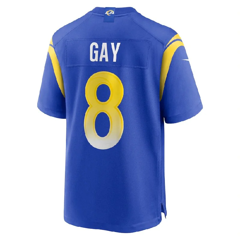 Rugby Jersey for Local Team Apparel for Rugby-LA.Rams #8 Matt Gay Royal Game Jersey Stitched American Football Jerseys