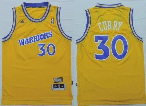 Basketball Jersey for Team Spirit Apparel-Warriors #30 Stephen Curry Gold Throwback Stitched Basketball Jersey