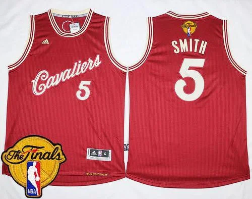 Basketball Jersey for Official League Merchandise-Cavaliers #5 J.R. Smith Red 2015-2016 Christmas Day The Finals Patch Stitched Basketball Jersey