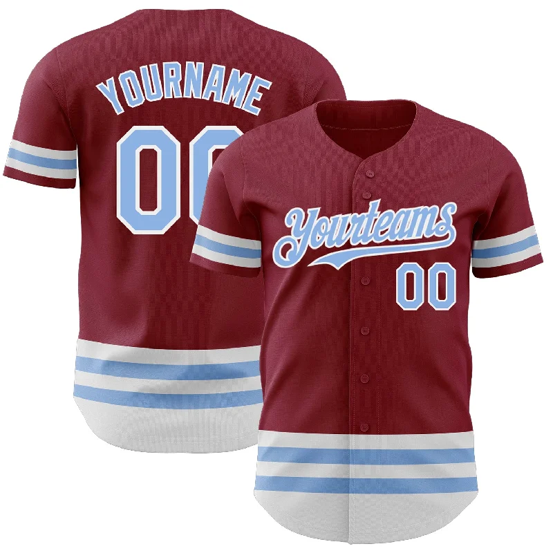 Baseball Jersey for Collector’s Edition Jerseys-Custom Crimson Light Blue-White Line Authentic Baseball Jersey