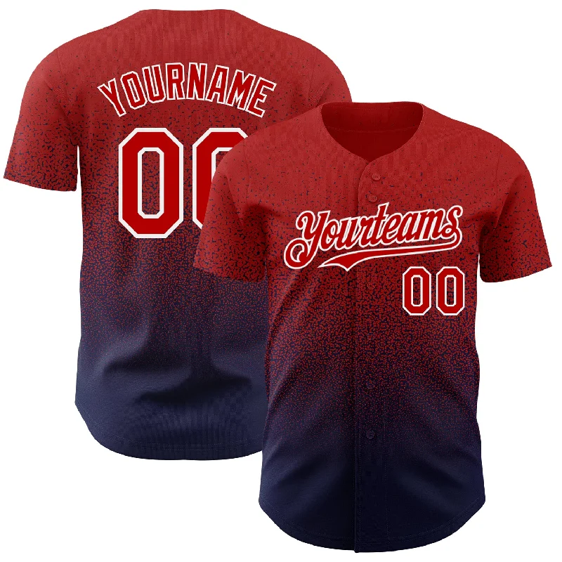 Baseball Jersey for Collector’s Edition Jerseys-Custom Red Navy-White Authentic Fade Fashion Baseball Jersey