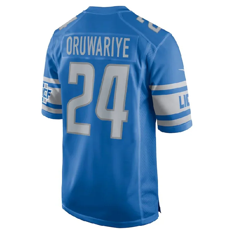 Rugby Jersey for Custom Team Wear for Leagues-D.Lions #24 Amani Oruwariye Blue Game Jersey Stitched American Football Jerseys